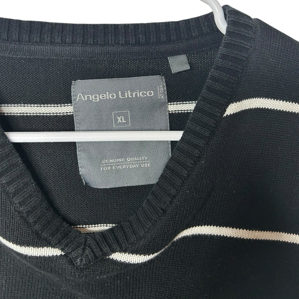 Angelo Litrico Men’s XL Black & White Striped V-Neck Pullover Sweater‎ - Picture 5 of 5